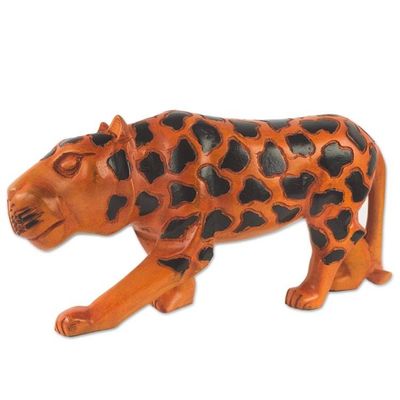 Alternate image for Hand Carved and Painted Wood Sculpture of an African Leopard African Leopard