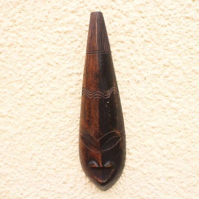 Primary image for Black and Brown African Wood Mask from Ghana Teardrop Adipa
