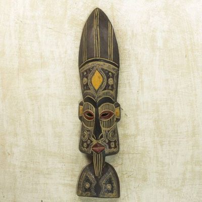 Alternate image for Hand Carved African Sese Wood Wall Mask from Ghana Ade