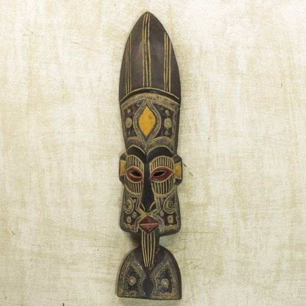 Alternate image for Hand Carved African Sese Wood Wall Mask from Ghana Ade