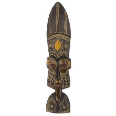 Alternate image for Hand Carved African Sese Wood Wall Mask from Ghana Ade