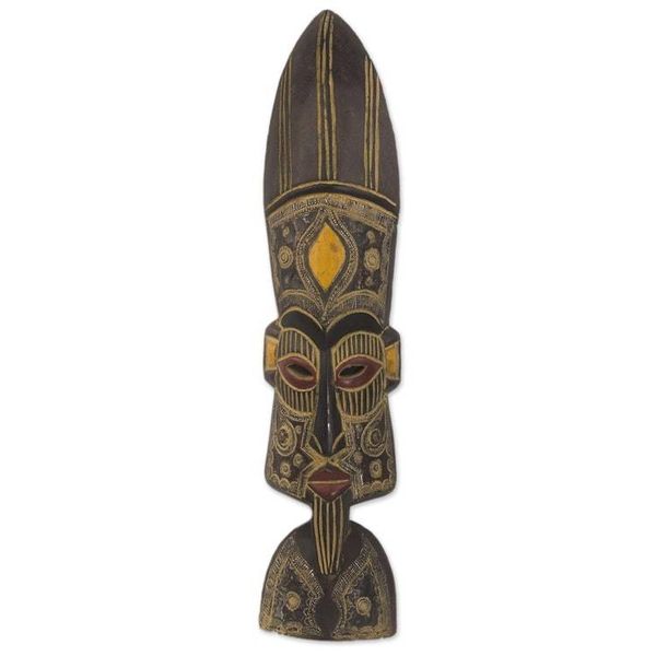 Alternate image for Hand Carved African Sese Wood Wall Mask from Ghana Ade
