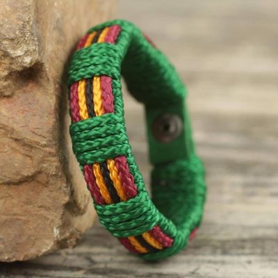 Alternate image for Kente Themed Artisan Crafted Mens Blue Wristband Bracelet Kente Feast