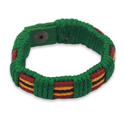 Alternate image for Kente Themed Artisan Crafted Mens Blue Wristband Bracelet Kente Feast