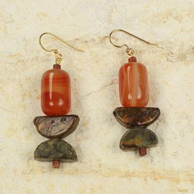 Alternate image for Handcrafted African Agate and Soapstone Earrings Star of the Morning