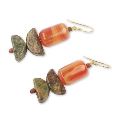Alternate image for Handcrafted African Agate and Soapstone Earrings Star of the Morning
