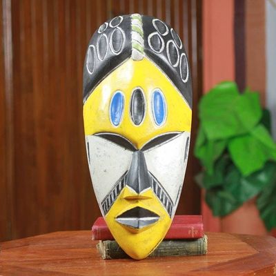Alternate image for Yellow and Black Handcrafted African Mask Gold Coast