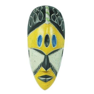 Alternate image for Yellow and Black Handcrafted African Mask Gold Coast