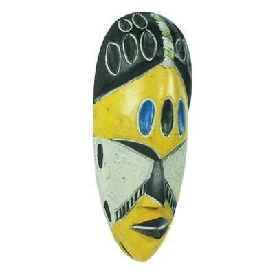 Alternate image for Yellow and Black Handcrafted African Mask Gold Coast