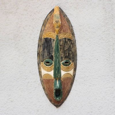 Alternate image for Rustic African Wood Mask Crafted in Ghana Tribal Friend