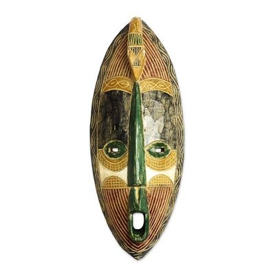 Alternate image for Rustic African Wood Mask Crafted in Ghana Tribal Friend
