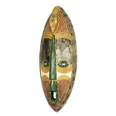 Alternate image for Rustic African Wood Mask Crafted in Ghana Tribal Friend
