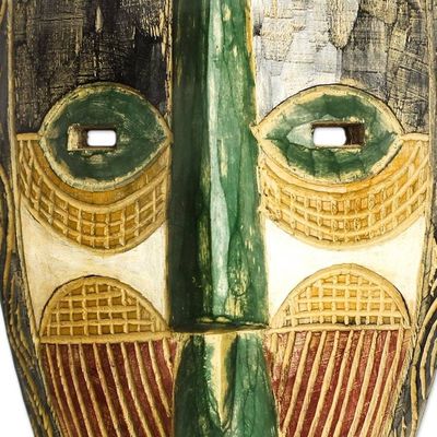 Alternate image for Rustic African Wood Mask Crafted in Ghana Tribal Friend