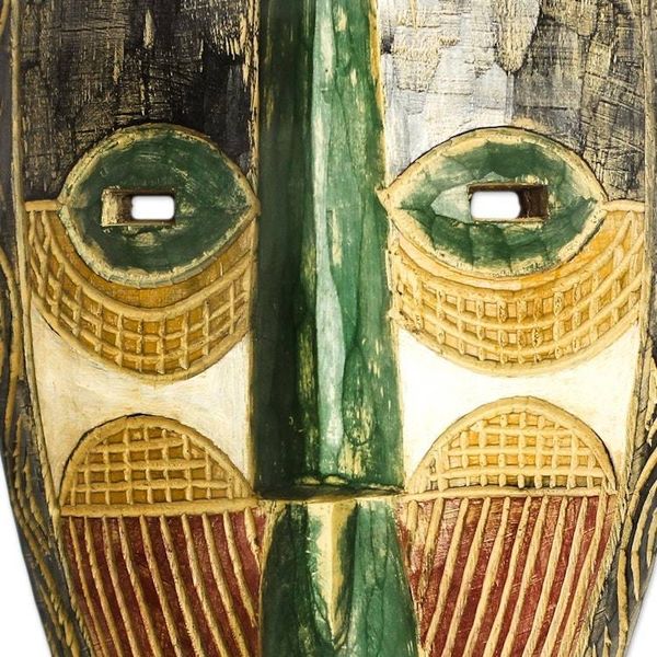Alternate image for Rustic African Wood Mask Crafted in Ghana Tribal Friend