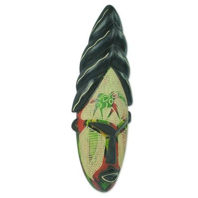 Alternate image for Giraffe Themed Hand Carved African Mask from Ghana Cheerful Giraffe