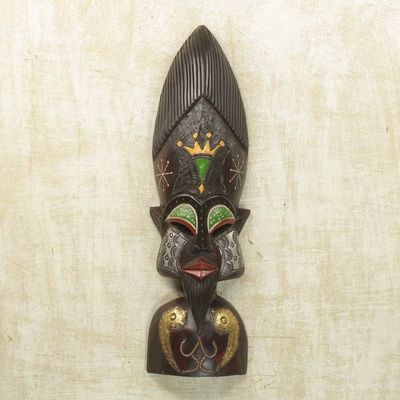 Alternate image for Handmade Sese Wood African Mask of Igwe from Ghana Igwe
