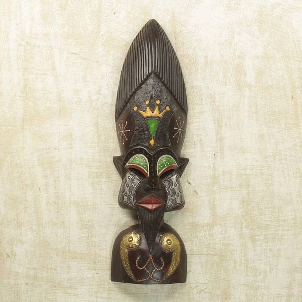 Alternate image for Handmade Sese Wood African Mask of Igwe from Ghana Igwe