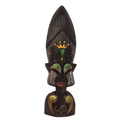 Alternate image for Handmade Sese Wood African Mask of Igwe from Ghana Igwe