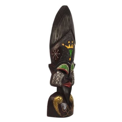 Alternate image for Handmade Sese Wood African Mask of Igwe from Ghana Igwe
