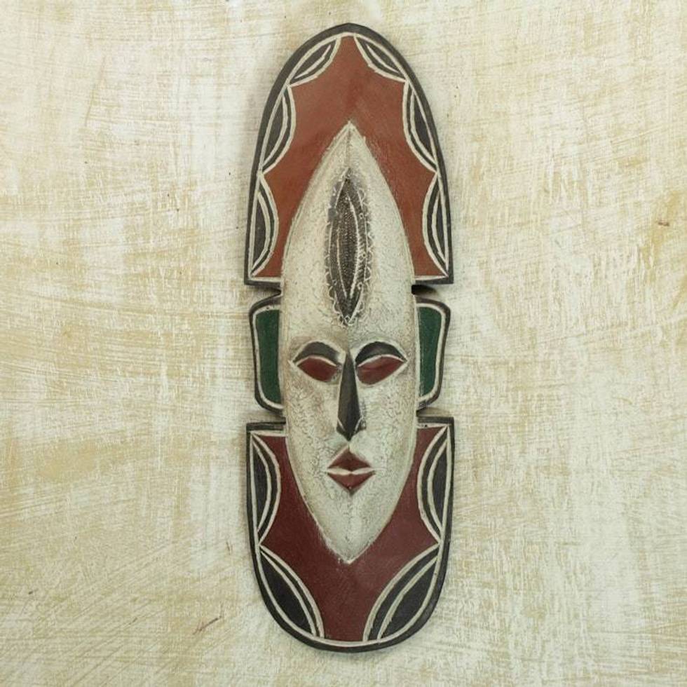 Fair Trade Carved Wood Mask 'Love Me'