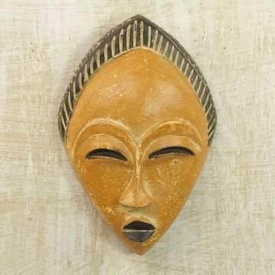Alternate image for Orange and Black Hand Carved Sese Wood Adesewa Mask Orange Adesewa