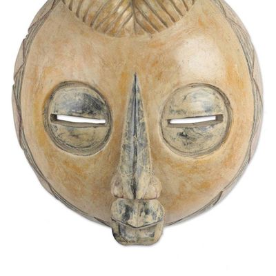Alternate image for Yellow Sese Wood African Mask with Horns from Ghana Yellow Gazelle