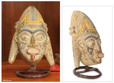 Alternate image for Nigerian wood mask Yoruba Gelada Headdress