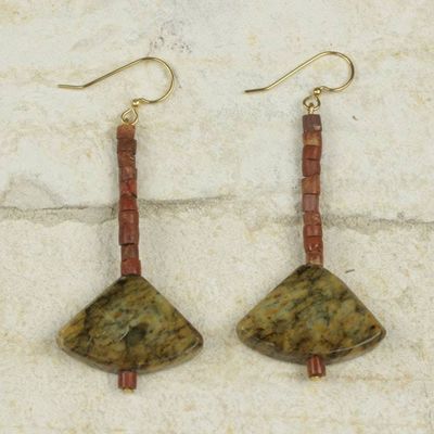 Alternate image for Ghana Handcrafted Soapstone and Bauxite Dangle Earrings Bells of Ghana