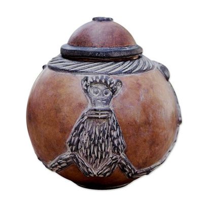 Alternate image for Calabash decorative box Monkey Wisdoms