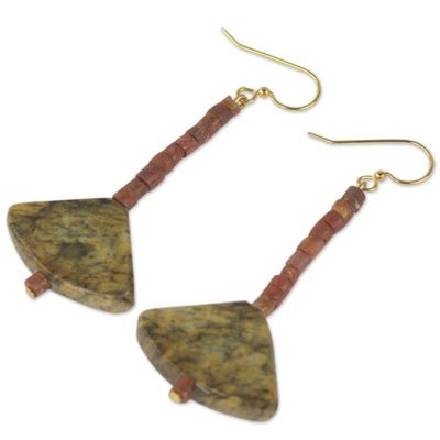 Alternate image for Ghana Handcrafted Soapstone and Bauxite Dangle Earrings Bells of Ghana