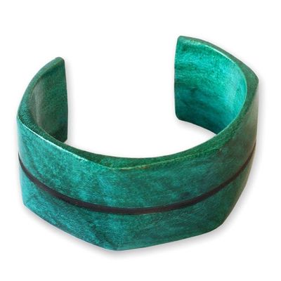 Alternate image for Handcrafted Leather Cuff Bracelet Wend Konta in Mint