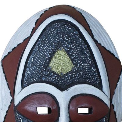Alternate image for African Sese Wood Mask in White Red and Black from Ghana Noble Lover