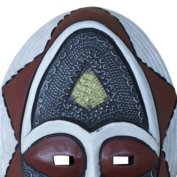 Alternate image for African Sese Wood Mask in White Red and Black from Ghana Noble Lover