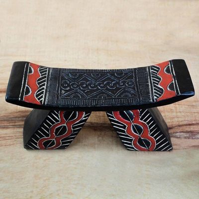 Alternate image for Decorative Wood and Aluminum Stool in Black from Ghana Dipo Beauty