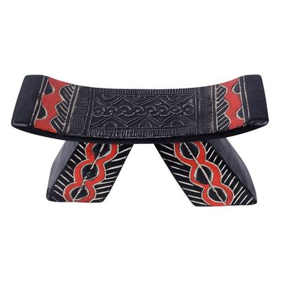 Alternate image for Decorative Wood and Aluminum Stool in Black from Ghana Dipo Beauty