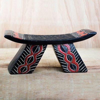 Alternate image for Decorative Wood and Aluminum Stool in Black from Ghana Dipo Beauty