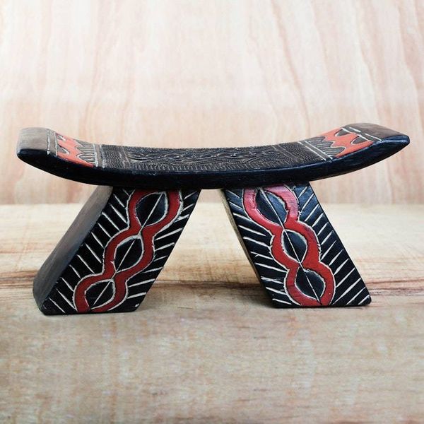 Alternate image for Decorative Wood and Aluminum Stool in Black from Ghana Dipo Beauty
