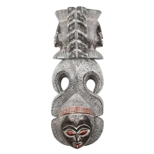 Alternate image for Hand Carved Distressed Wood African Mask Precious Queen