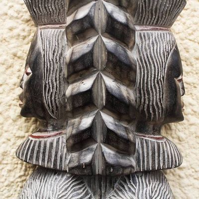 Alternate image for Hand Carved Distressed Wood African Mask Precious Queen