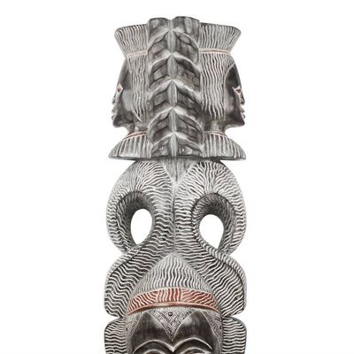 Alternate image for Hand Carved Distressed Wood African Mask Precious Queen