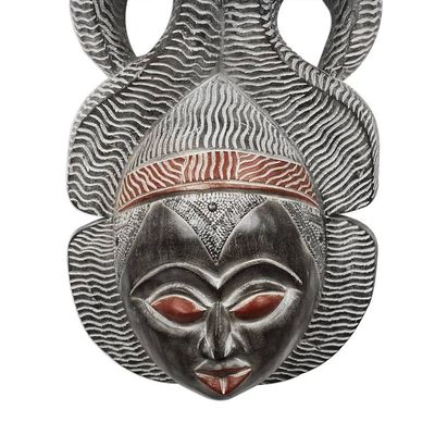 Alternate image for Hand Carved Distressed Wood African Mask Precious Queen