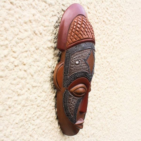 Alternate image for West African Wood Mask Ofuntum Wood with Aluminum Accent My Protector