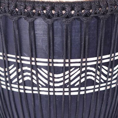 Alternate image for Tiger-Themed Black Sese Wood and Goat Skin Djembe Drum Safari Beat