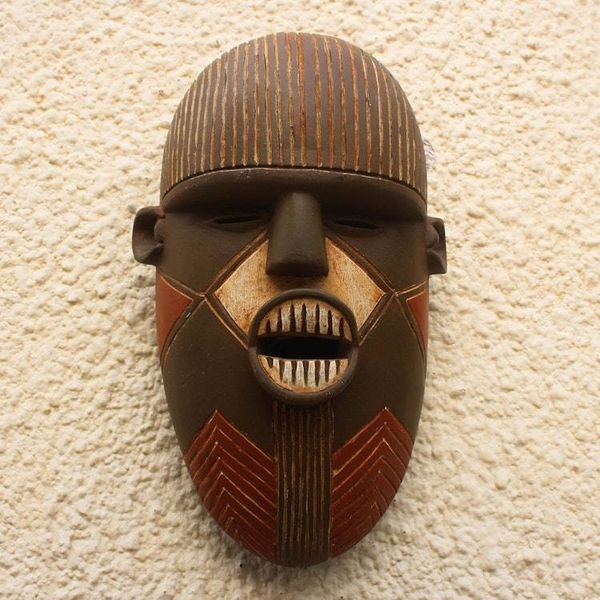 Alternate image for Hand-Carved African Wood Mask with Pointy Teeth from Ghana Luena