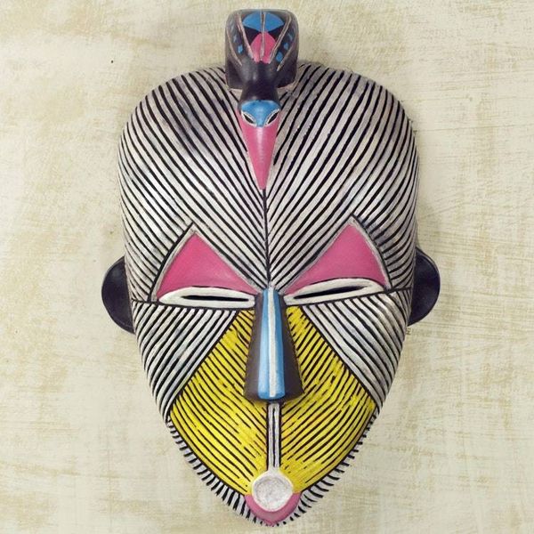 Alternate image for African Protection Spirit Wall Mask Artisan Crafted Wood Art Songye Kwifibe