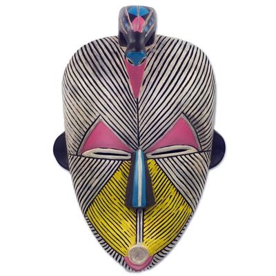 Alternate image for African Protection Spirit Wall Mask Artisan Crafted Wood Art Songye Kwifibe