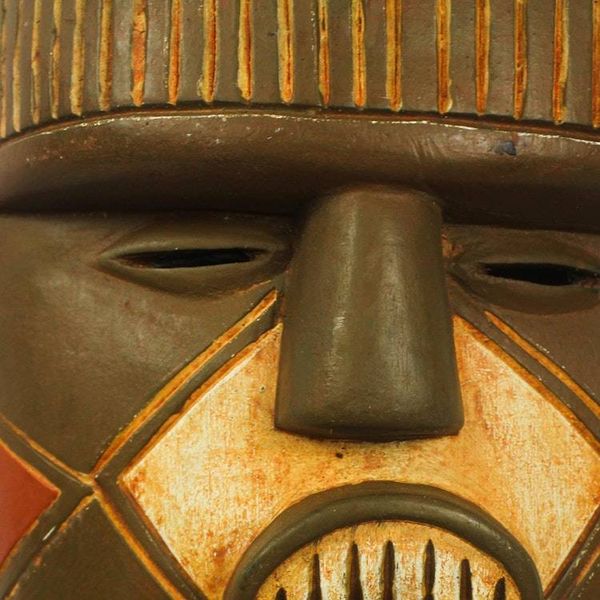Alternate image for Hand-Carved African Wood Mask with Pointy Teeth from Ghana Luena