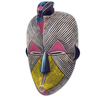 Alternate image for African Protection Spirit Wall Mask Artisan Crafted Wood Art Songye Kwifibe