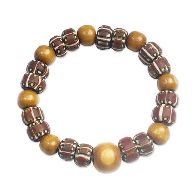 Alternate image for Eco-Friendly Recycled Glass and Wood Beaded Stretch Bracelet Dzika