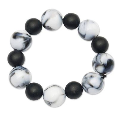Alternate image for Handcrafted Unisex Recycled Glass Beaded Stretch Bracelet Savior